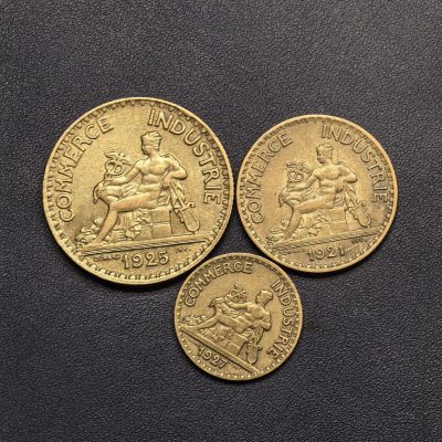 【铜匠收藏】第『64』精品币 精制币 银币 套币《接受代拍 代送NGC评级》 - 法国 商业代用币 好品 3枚 铜币 
