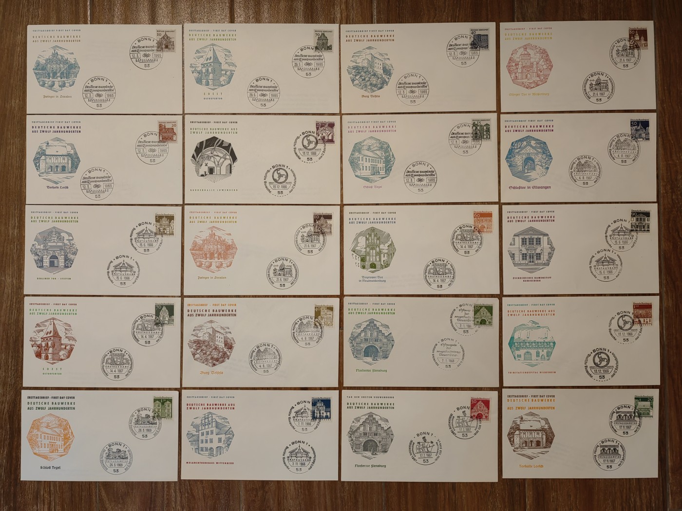 多国邮品🌞放大漏💥🔥💥组合专场 第③⑤场 德国普鲁士建筑系列（不同颜色）精品 20件（收集不容易难得）