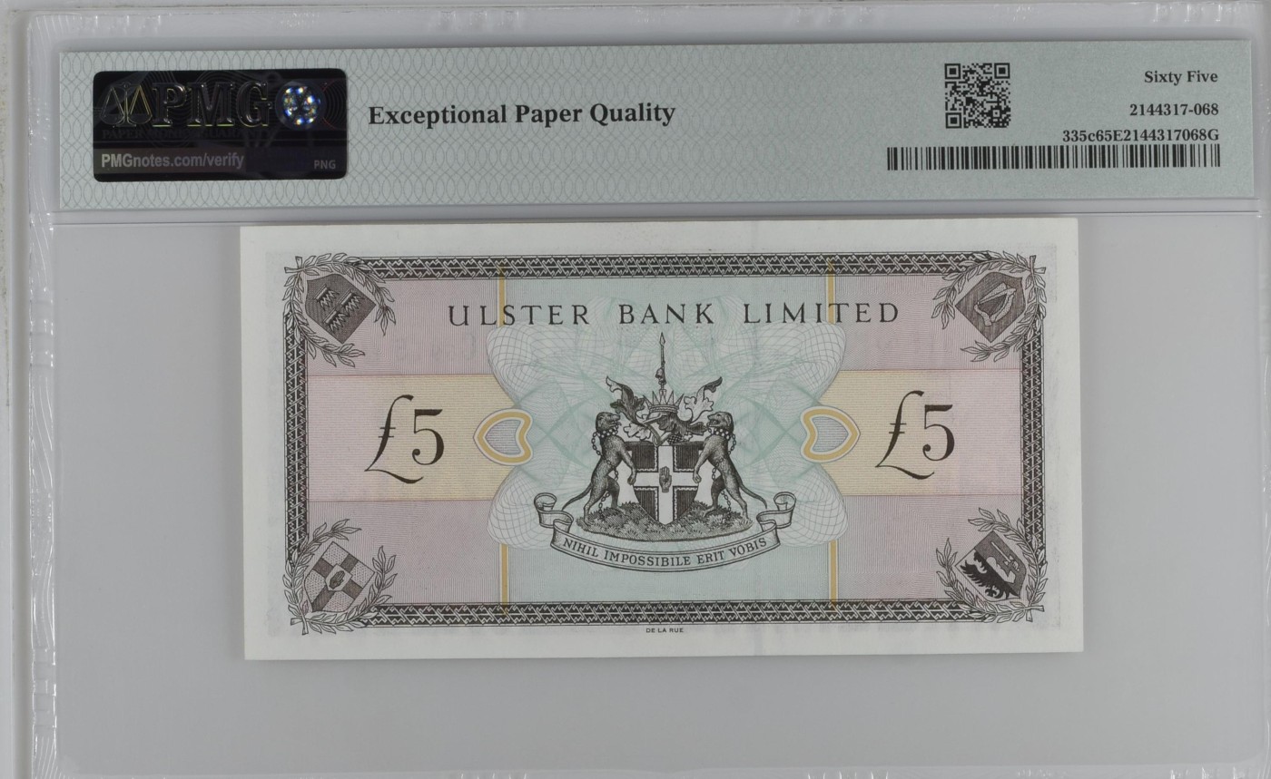 收藏联盟Quantum Auction 第309期拍卖  北爱尔兰阿斯特银行2001年5镑 PMG65 