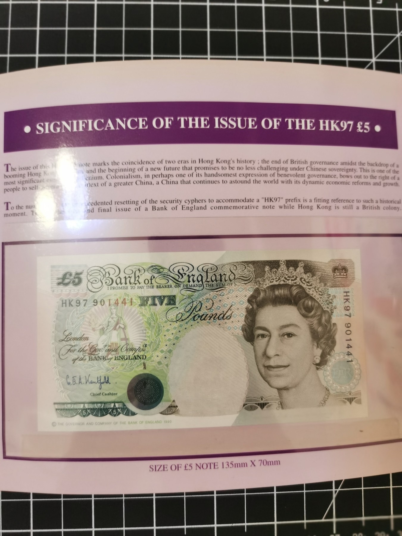 Immortal auction 纪念钞场 英格兰香港回归纪念钞，Unc