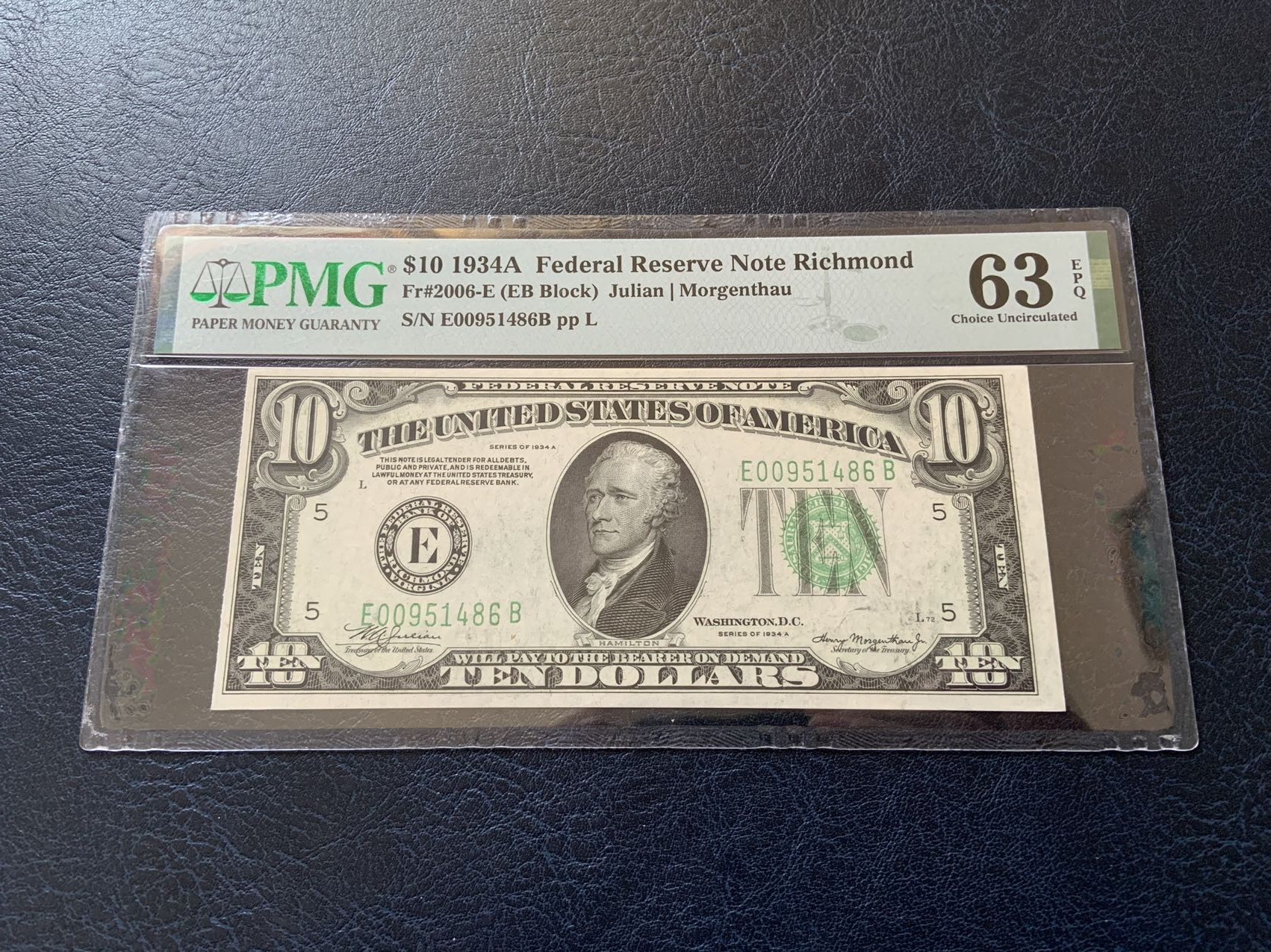 收藏联盟Quantum Auction 第309期拍卖  美国1934年10美元 PMG63e