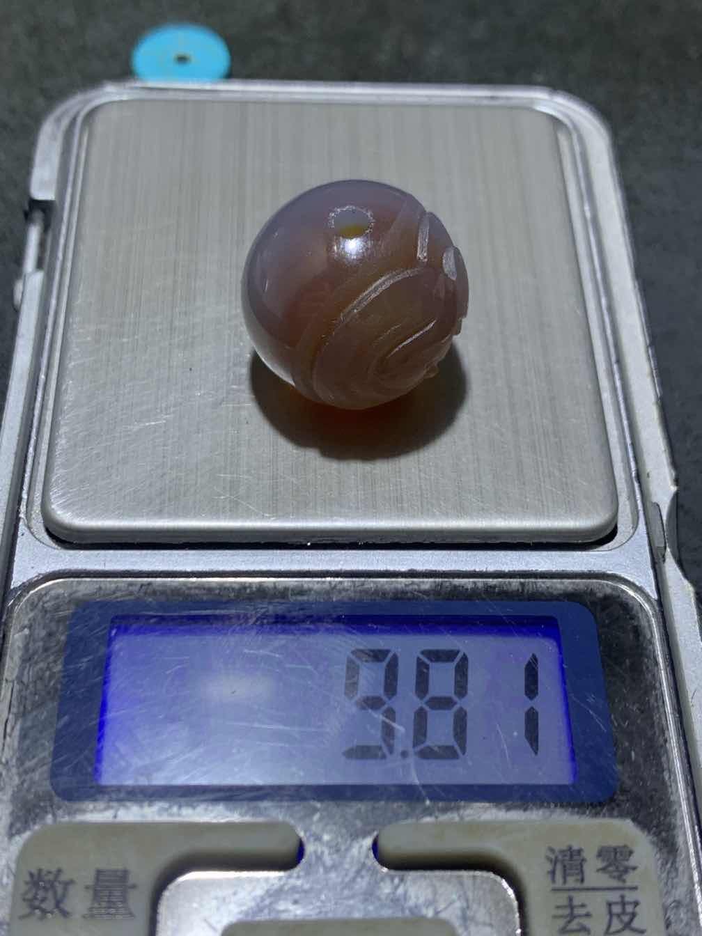 精美亚光高玉化紫罗兰巴西玛瑙手工俏色巧雕一心向佛随形2.0圆珠一个