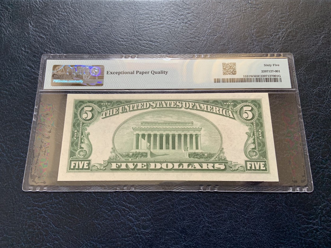收藏联盟Quantum Auction 第308期拍卖  美国1928年政府券5元 PMG65 号码无4