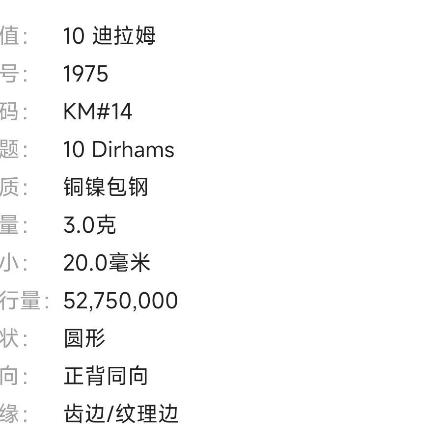 231203 保真外币 利比亚阿拉伯共和国 卡扎菲时期10迪拉姆110805
