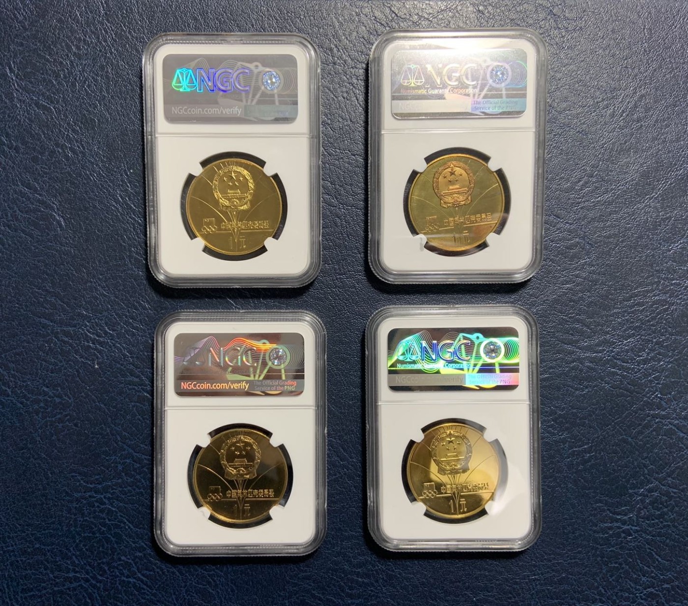 收藏联盟Quantum Auction 第309期拍卖  中国奥委会1980年冬奥会1元精制纪念铜币一组4枚 NGC PF68 