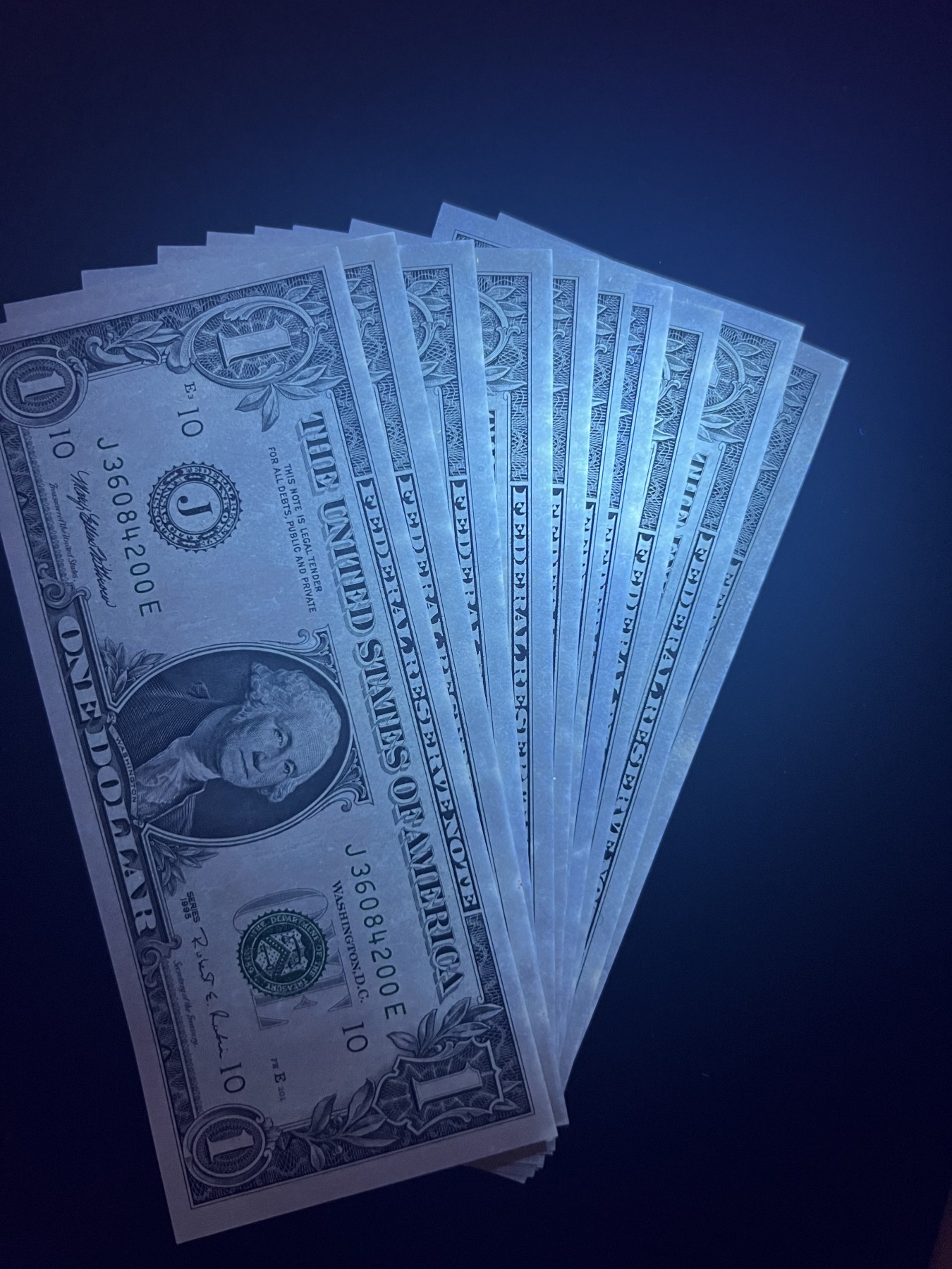 🌗乐淘淘世界纸币拍卖 第32期 🌓 美国1995年纸币 1美元 十一张 B-L冠 边缘有潮 UNC