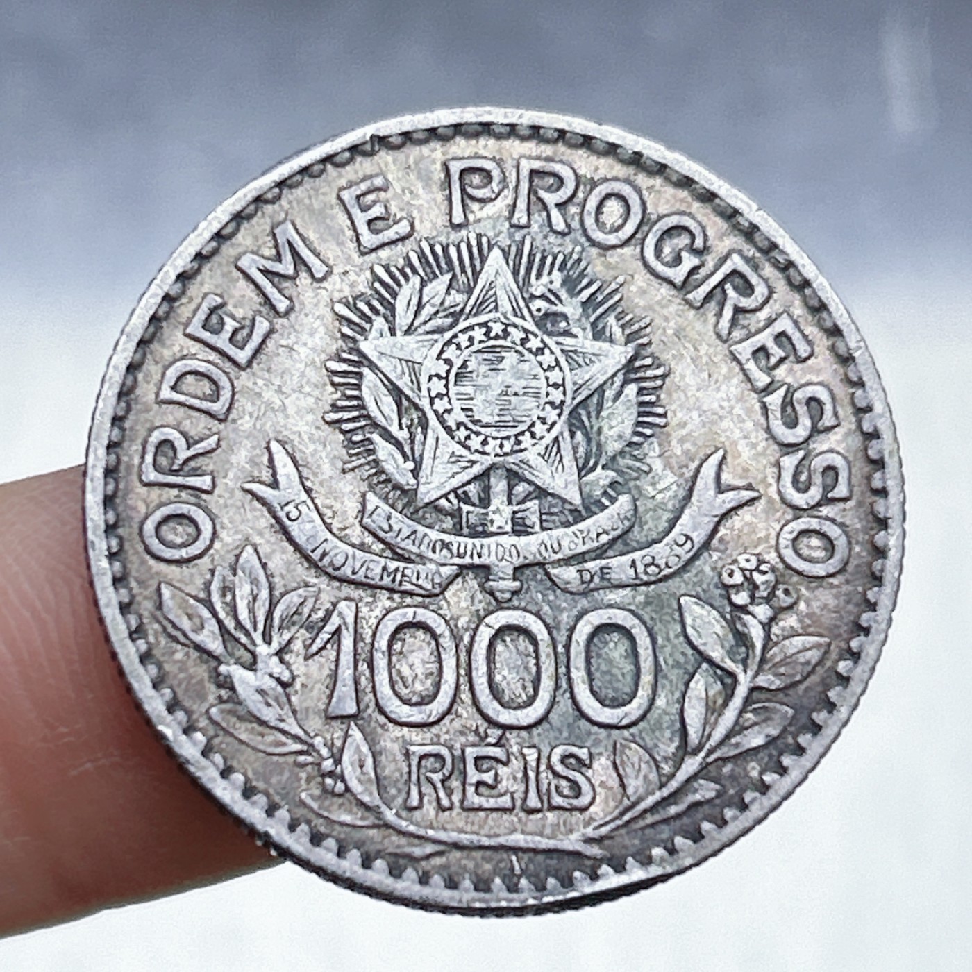 全场一元起拍 世界钱币散币、银币专场 第45期 巴西女神1913年1000瑞斯银币 重10g 含银90%