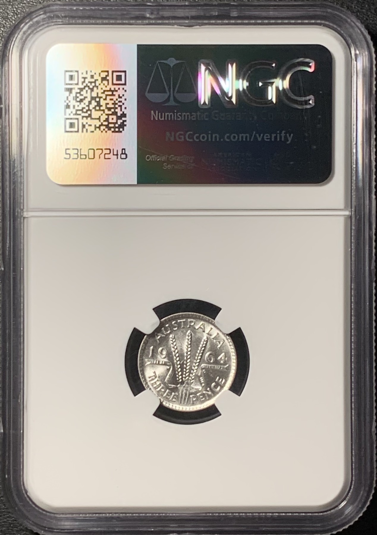 紫瑗钱币——第331期拍卖 澳大利亚 1963年 伊丽莎白二世 3便士 银币 NGC MS64