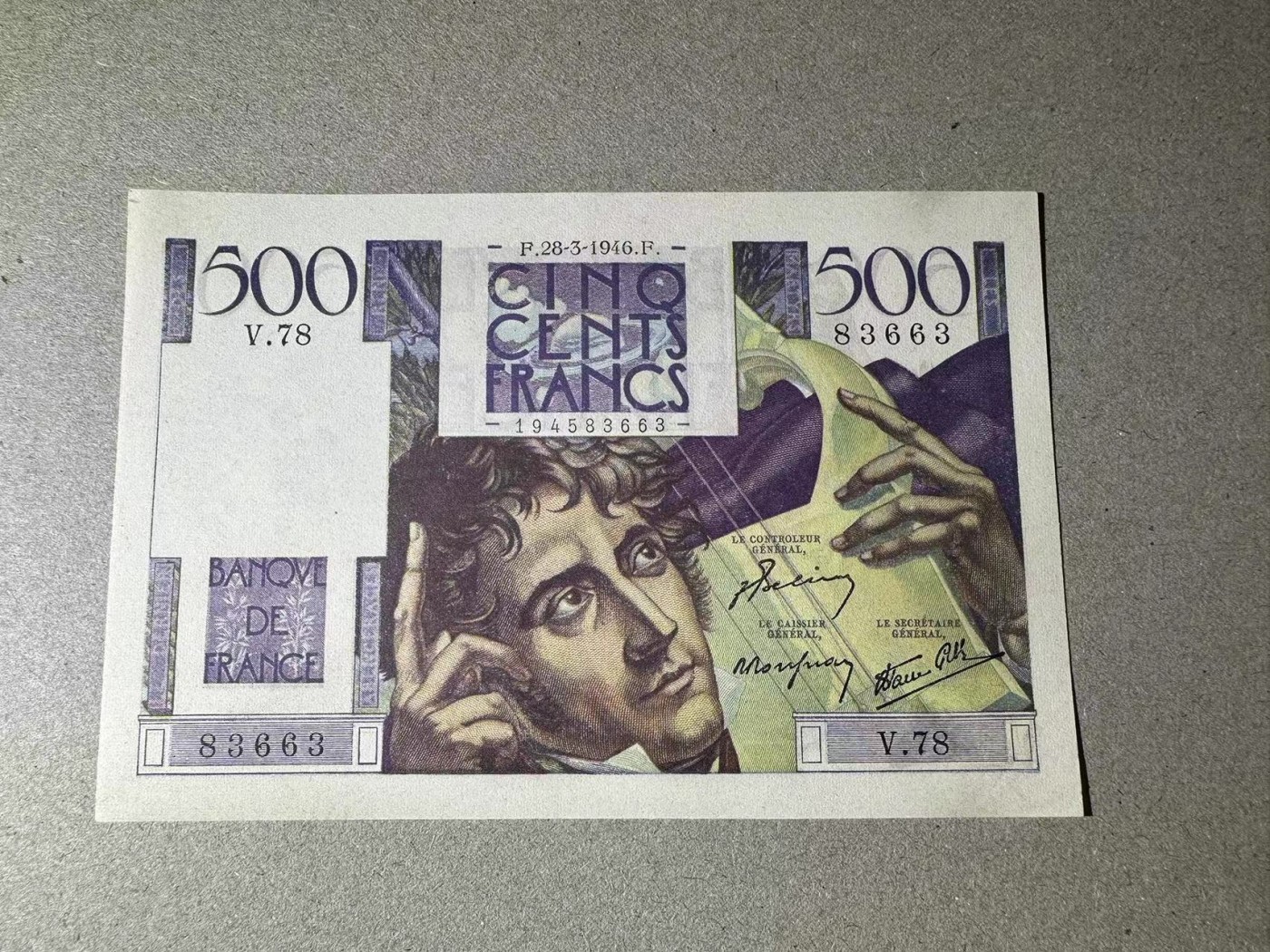 【Blue Auction】✨世界纸币精拍第402期【精】 【无47】法国 1946年500法郎 夏多布里昂 AU+
