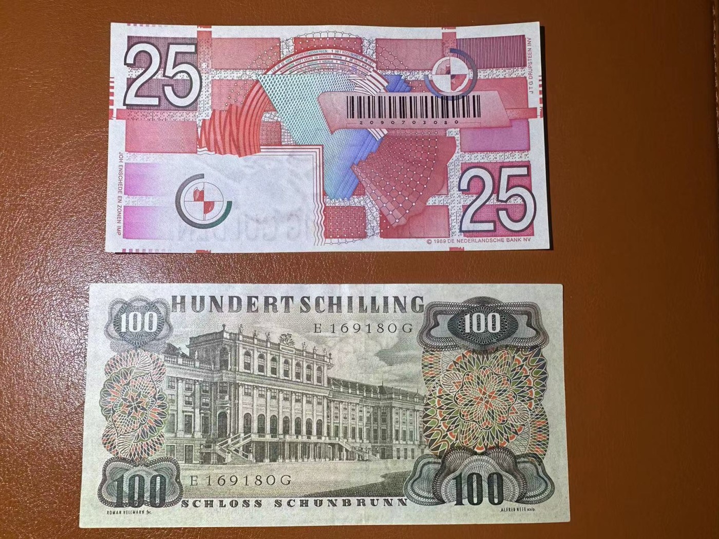 【Blue Auction】✨世界纸币精拍第402期【精】 【一组2张】荷兰25盾&奥地利 1960年100先令 斯特劳斯 品相如图