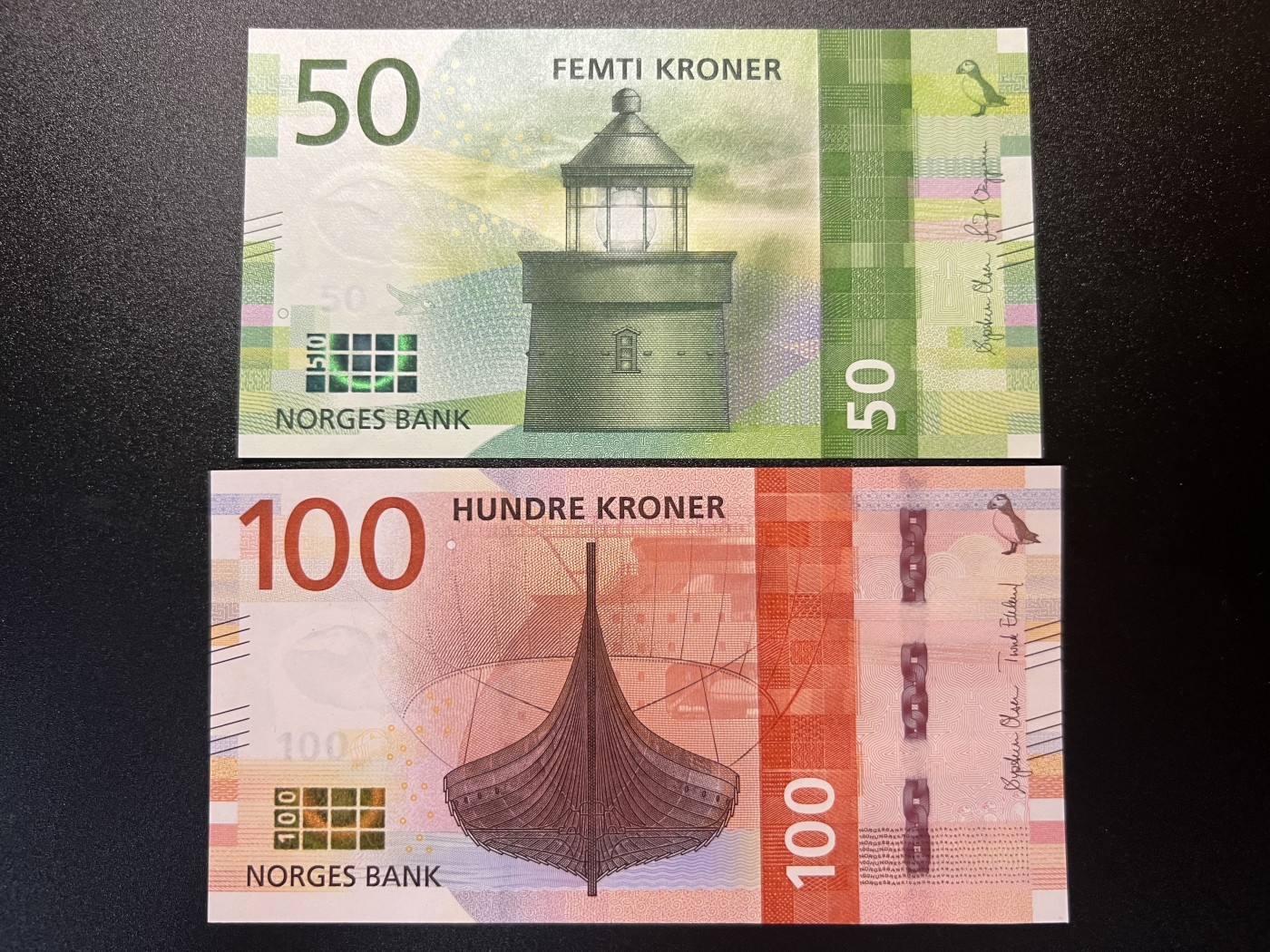 🌗乐淘淘世界纸币拍卖 第32期 🌓 挪威2016-17年纸币 50/100克朗 全新UNC