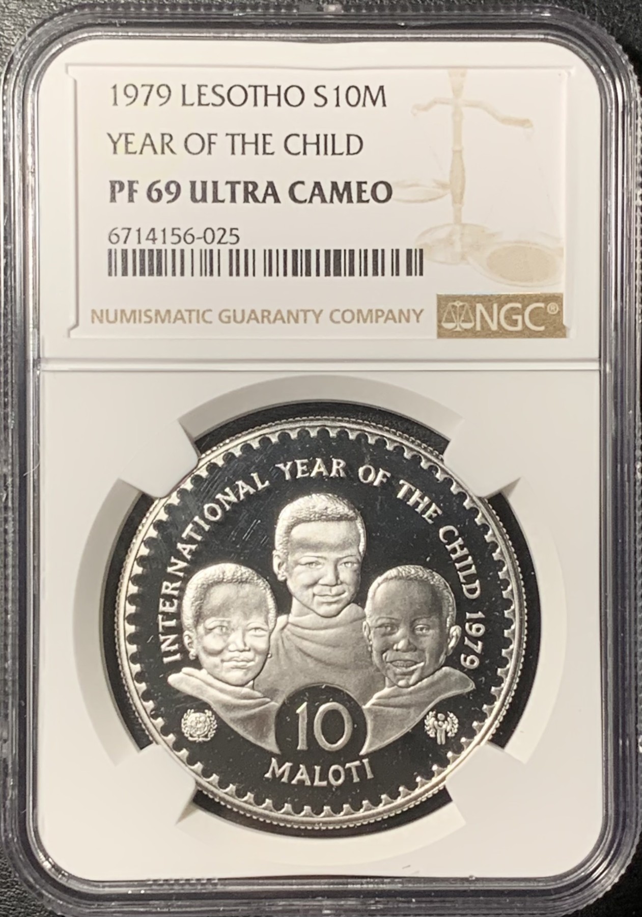 紫瑗钱币——第331期拍卖 莱索托 1979年 国际儿童年 10马洛蒂 银币 NGC PR69 UC