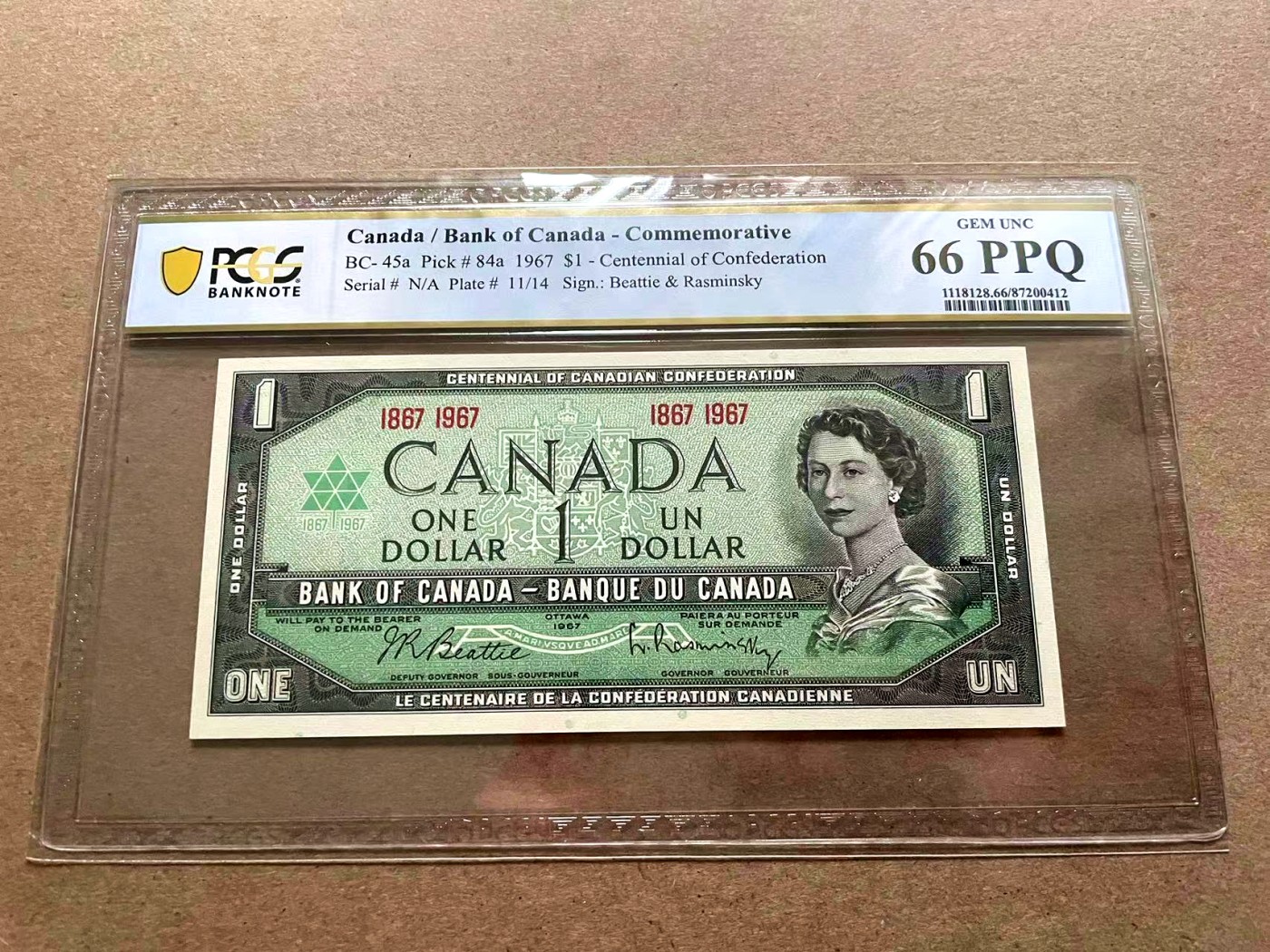 【Blue Auction】✨世界纸币精拍第402期【精】 加拿大 1967年1元 PCGS66EPQ 纪念钞