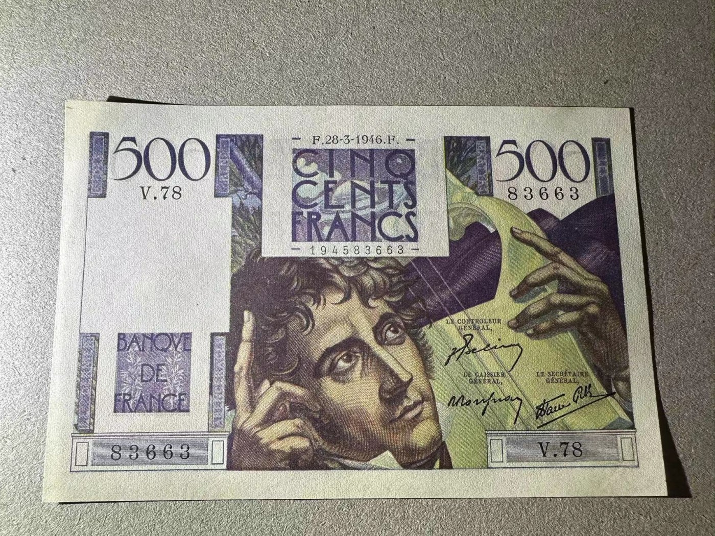 【Blue Auction】✨世界纸币精拍第402期【精】 【无47】法国 1946年500法郎 夏多布里昂 AU+