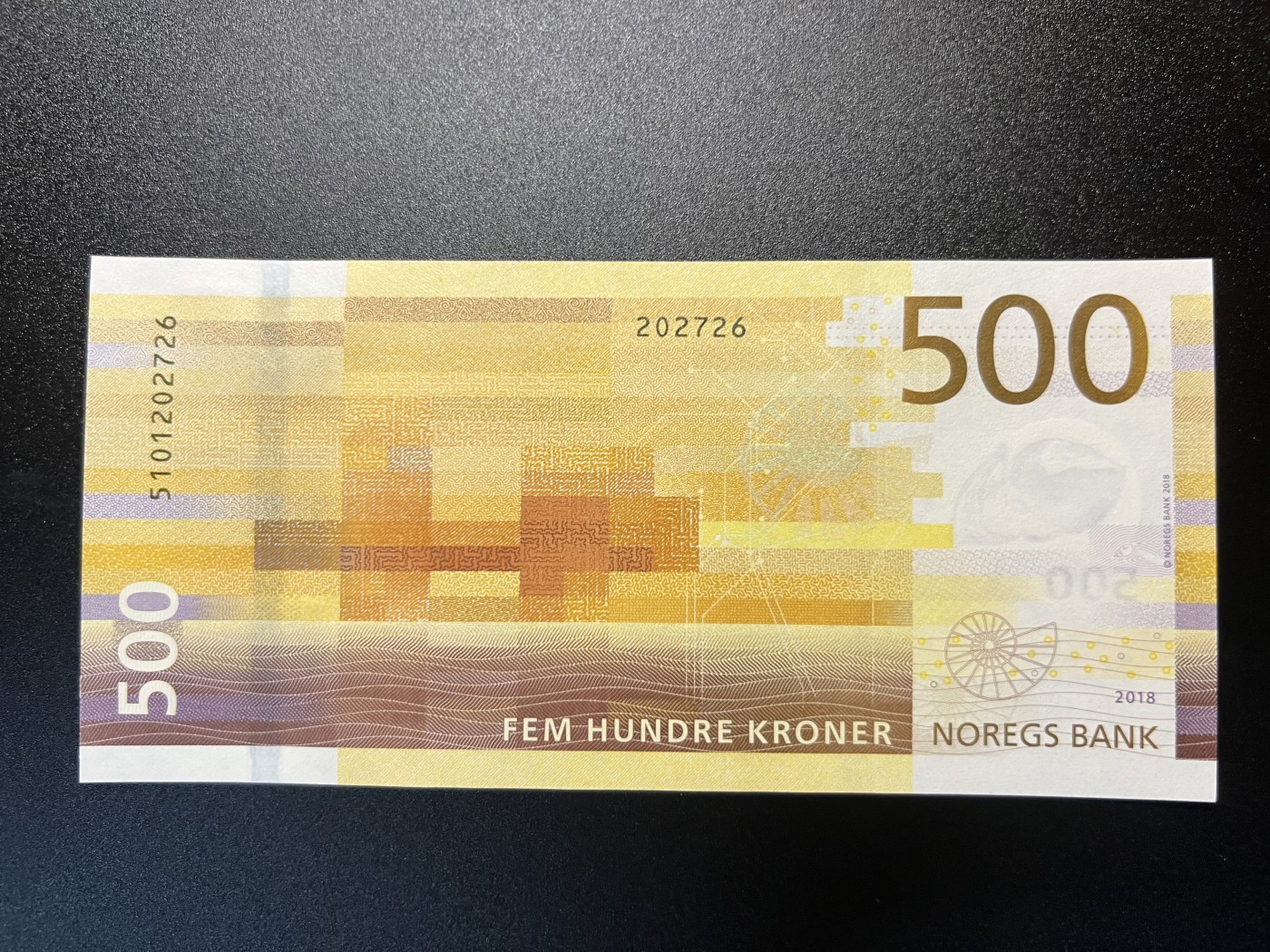 🌗乐淘淘世界纸币拍卖 第32期 🌓 【5101202726】挪威2018年纸币 500克朗 救援船 全新UNC