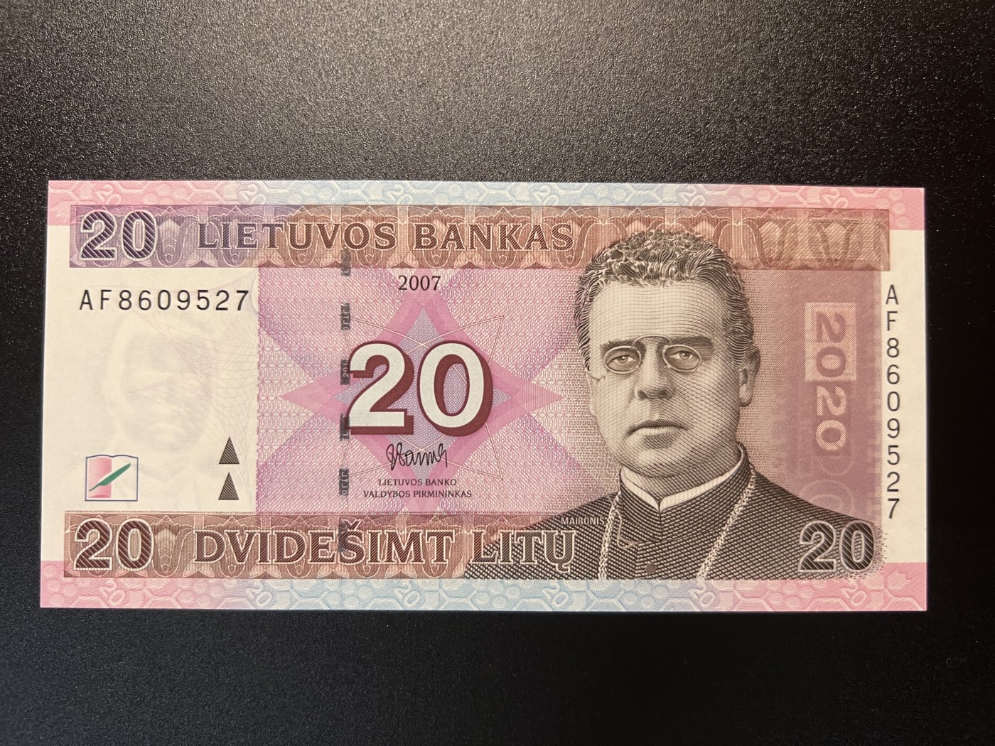 🌗乐淘淘世界纸币拍卖 第32期 🌓 【AF8609527】立陶宛2007年纸币 20立特 乱蛇号 全新UNC
