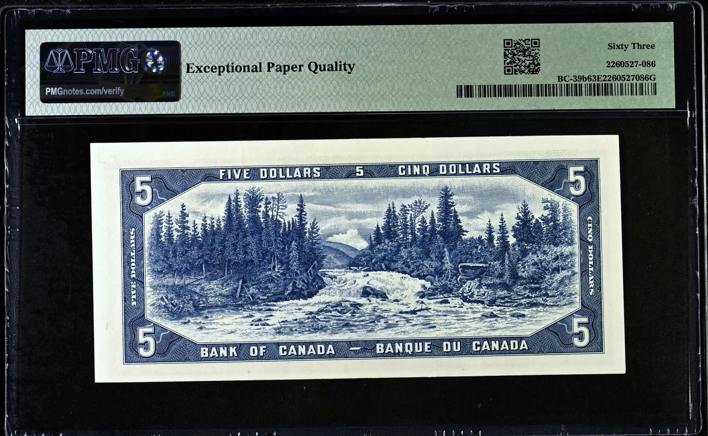 【Blue Auction】✨世界纸币精拍第402期【精】 加拿大 1954年5元 女王 水獭瀑布 PMG63EPQ 全新原票 