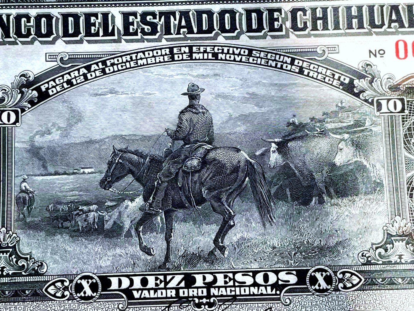 【Blue Auction】✨世界纸币精拍第402期【精】 【实钞 A冠】墨西哥 1913年10比索 ABNC出品 雕刻精美 大票幅 大场景 UNC- 