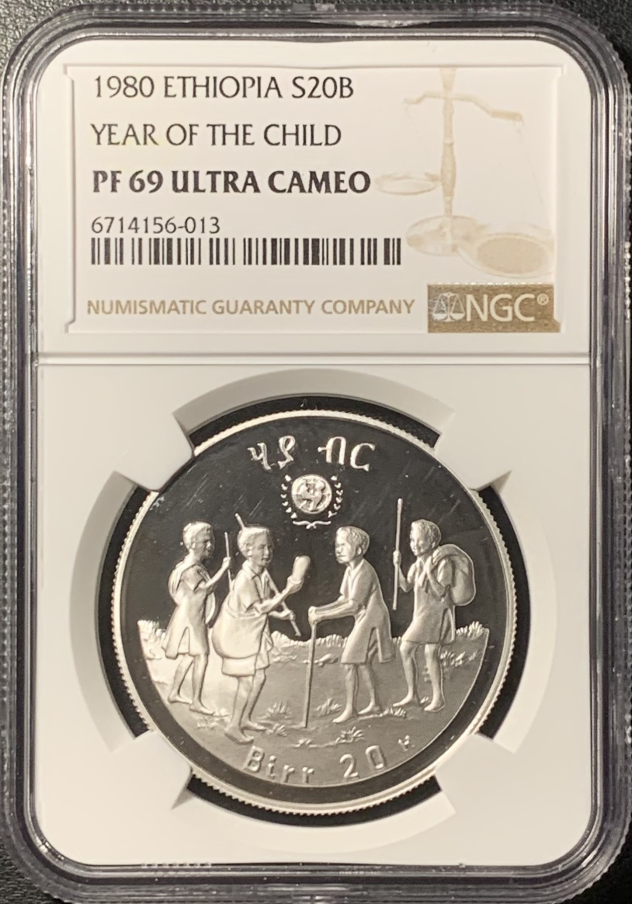 紫瑗钱币——第331期拍卖 埃塞俄比亚 1981年 国际儿童年 20比尔 银币 NGC PR69 UC