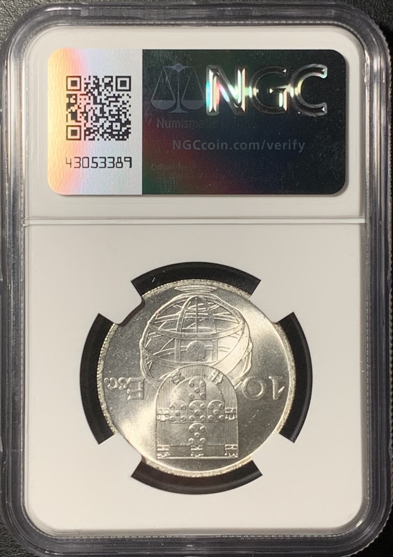 紫瑗钱币——第331期拍卖 葡萄牙 1954年 帆船 10埃斯库多 银币 NGC MS65