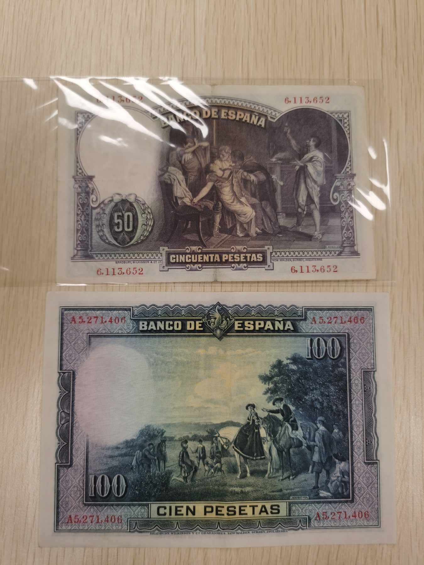 Inmortal auction 旧钞场（本期全旧品相） 西班牙50+100（1928-1931），旧品