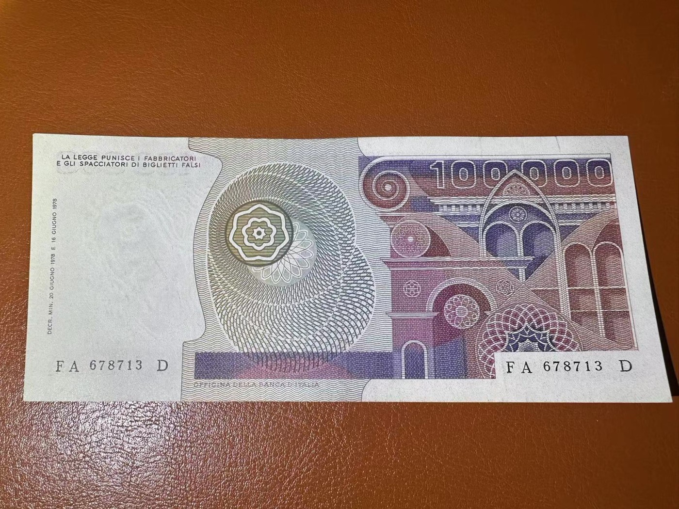 【Blue Auction】✨世界纸币精拍第402期【精】 意大利 1978年10万里拉 XF-AU