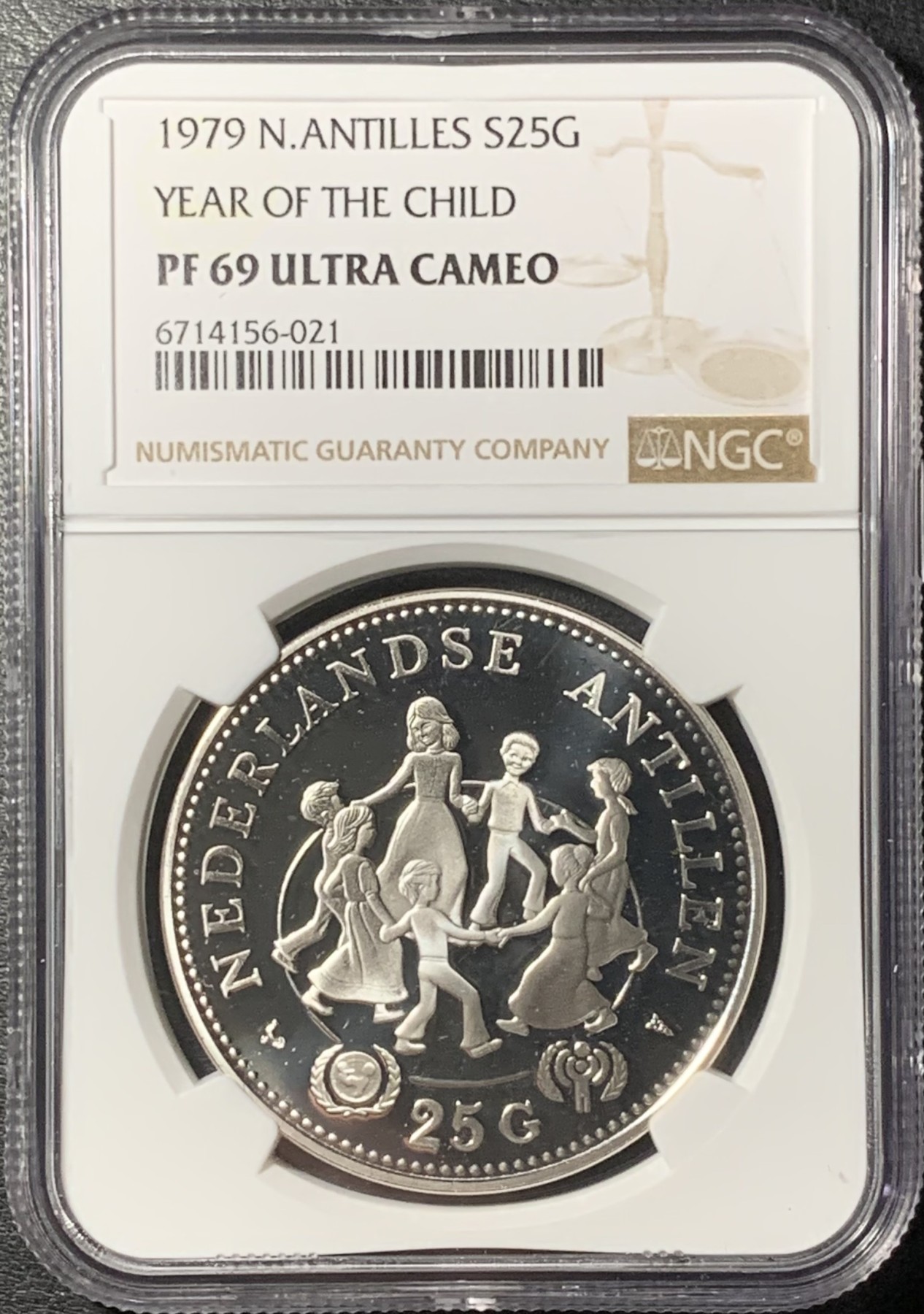 紫瑗钱币——第331期拍卖 荷属安的列斯 1979年 国际儿童年 25盾 银币 NGC PR69 UC