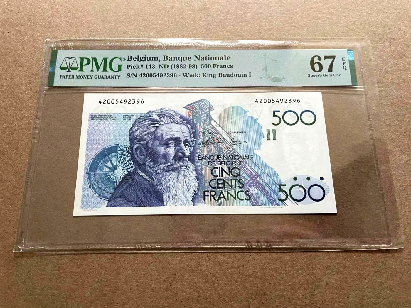 【Blue Auction】✨世界纸币精拍第402期【精】 比利时 1982-98年500法郎 PMG67EPQ 