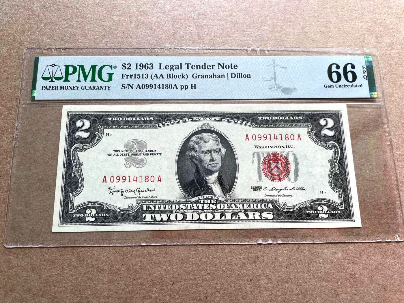 【Blue Auction】✨世界纸币精拍第402期【精】 【AA】美国 1963年2美金 PMG66EPQ 