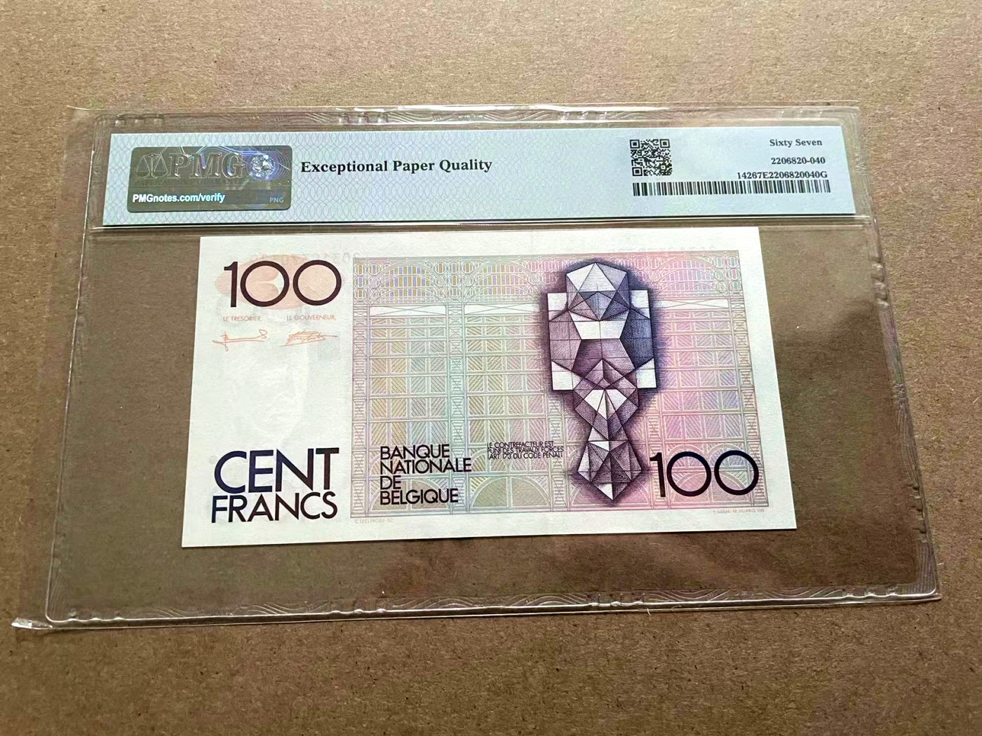 【Blue Auction】✨世界纸币精拍第402期【精】 比利时 1982-94年100法郎 PMG67EPQ 