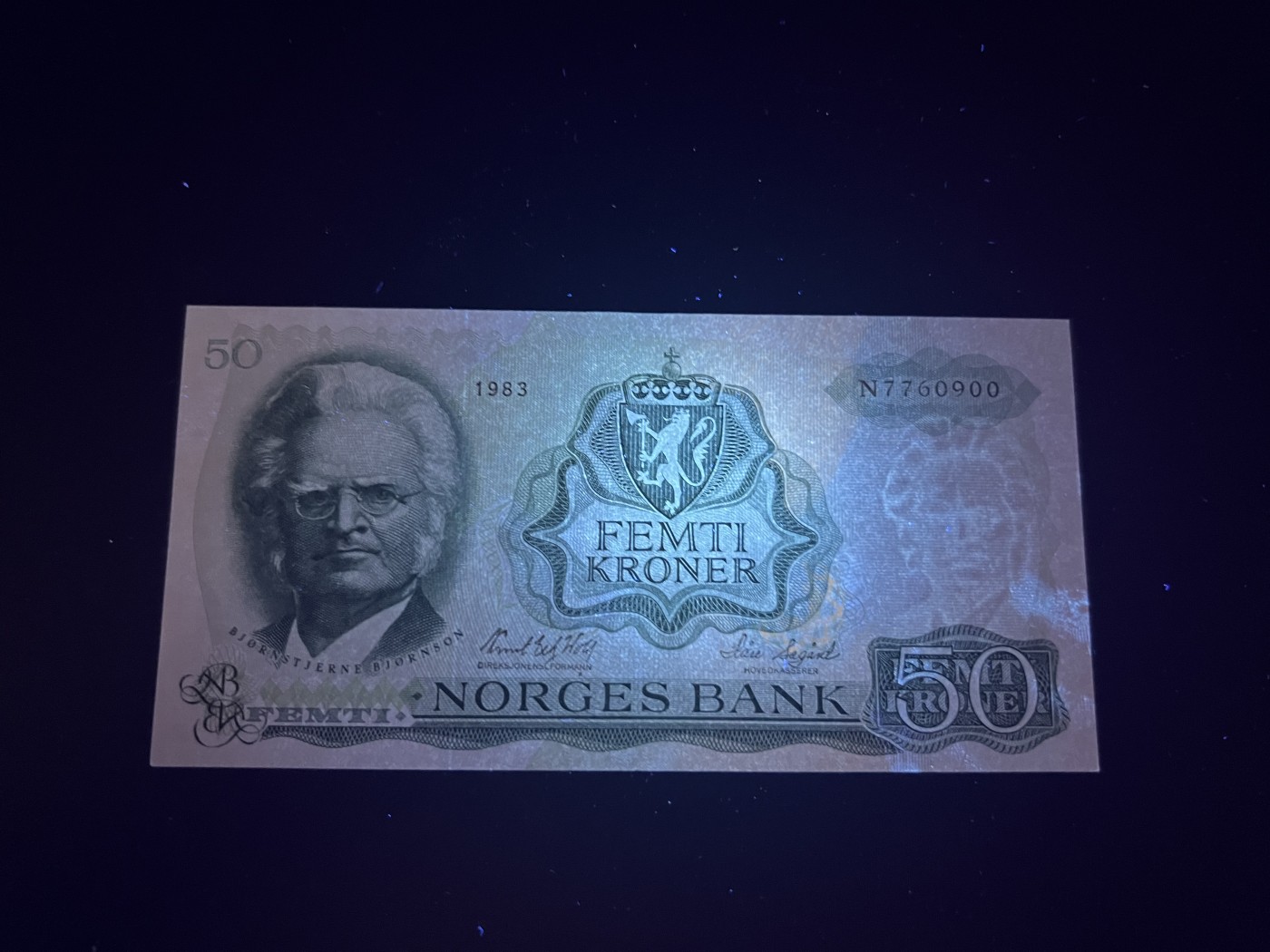 🌗乐淘淘世界纸币拍卖 第32期 🌓 【N7760900】挪威1983年纸币 50克朗 品相如图