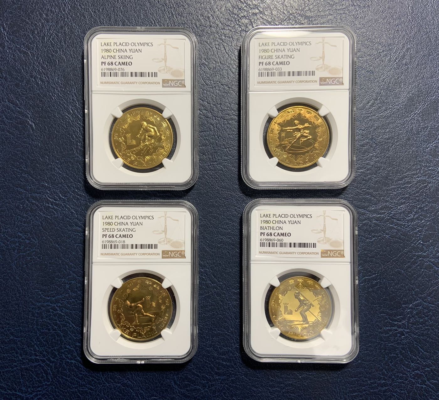 收藏联盟Quantum Auction 第309期拍卖  中国奥委会1980年冬奥会1元精制纪念铜币一组4枚 NGC PF68 