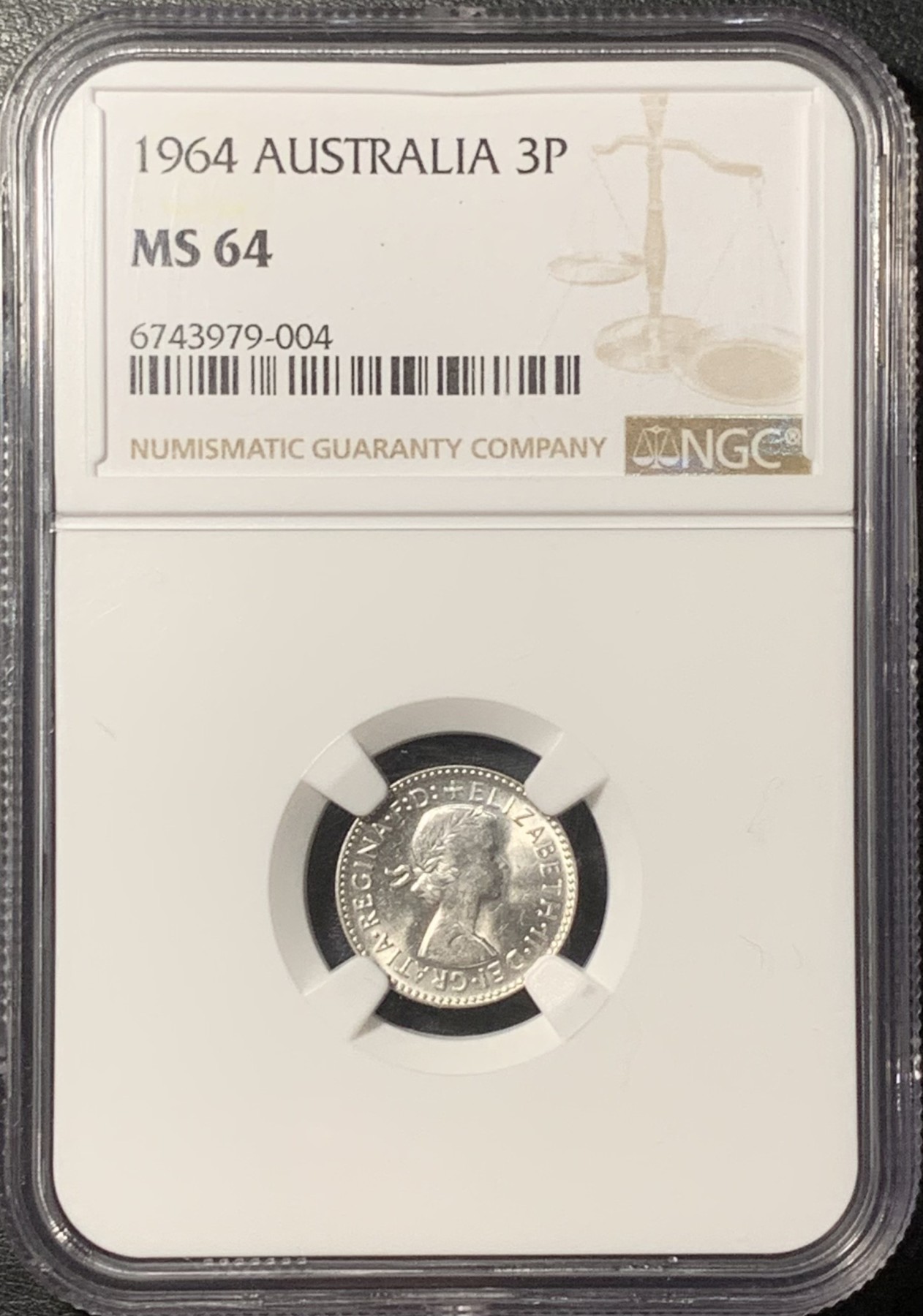 紫瑗钱币——第331期拍卖 澳大利亚 1963年 伊丽莎白二世 3便士 银币 NGC MS64