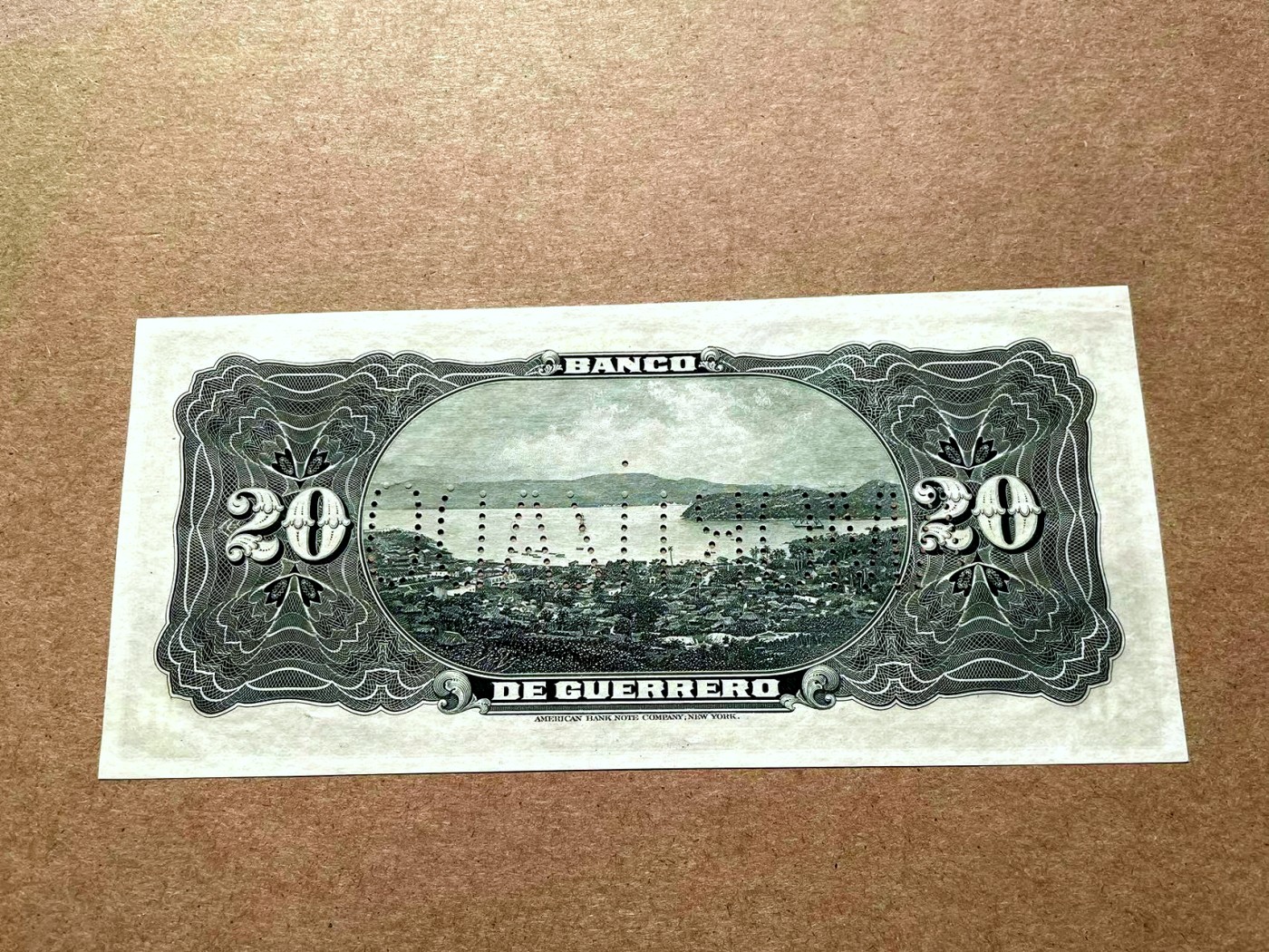 【Blue Auction】✨世界纸币精拍第402期【精】 墨西哥 1914年20比索 ABNC出品 雕刻精美 大票幅 矿工 背面风景唯美 样钞 全新UNC