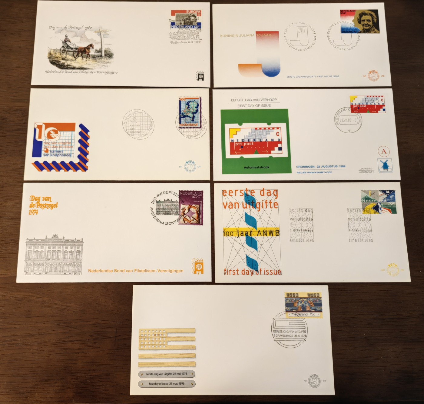 多国邮品🌞放大漏💥🔥💥组合专场 第③⑤场 荷兰国70-80年代首日封（7件）