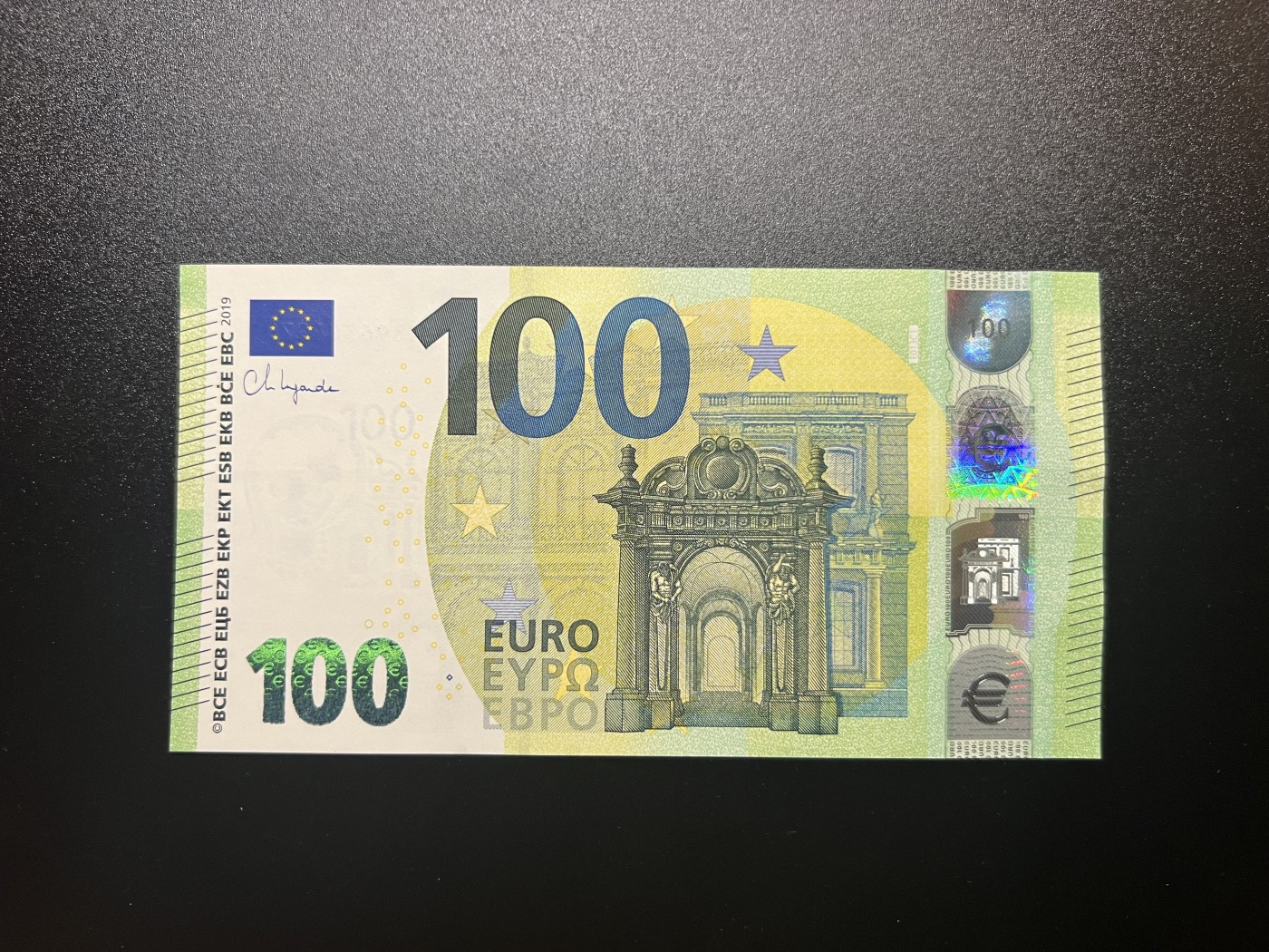 🌗乐淘淘世界纸币拍卖 第32期 🌓 【EA8963049799】欧盟2019年纸币 100欧元 左上细微角折 全新UNC