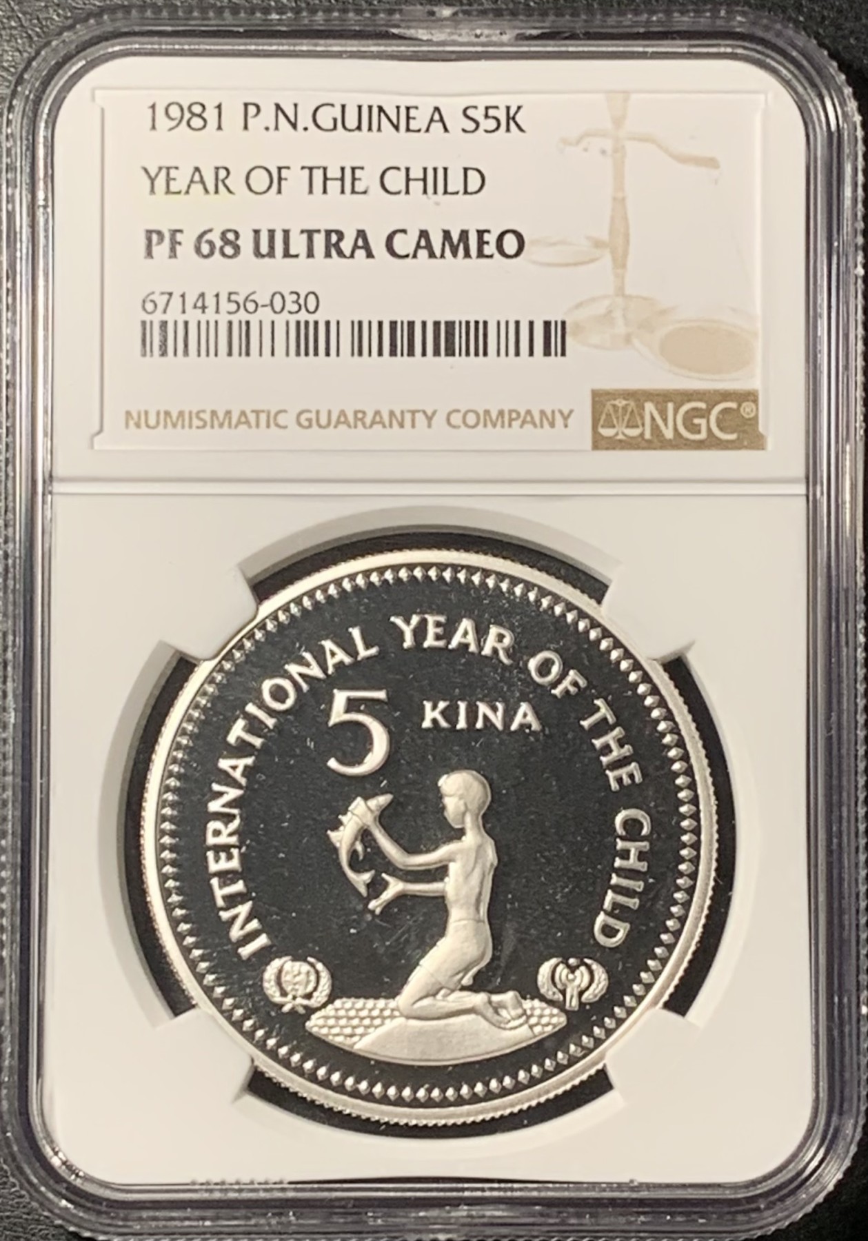 紫瑗钱币——第331期拍卖 巴布亚新几内亚 1981年 国际儿童年 5基娜 银币 NGC PR68 UC