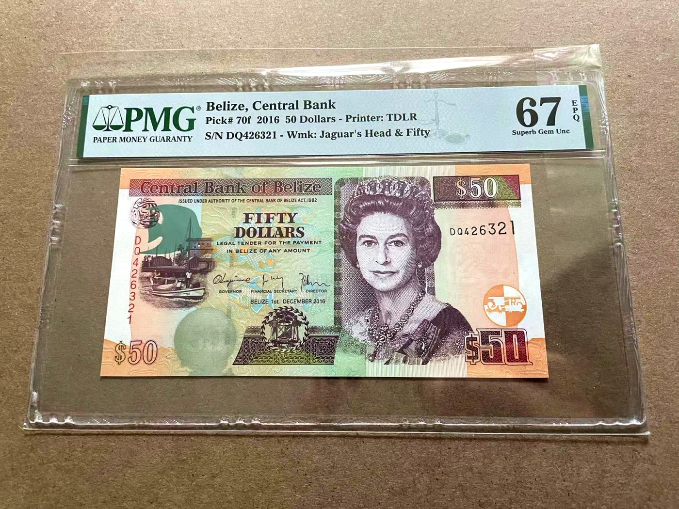 【Blue Auction】✨世界纸币精拍第402期【精】 伯利兹 2016年50元 PMG67EPQ 女王