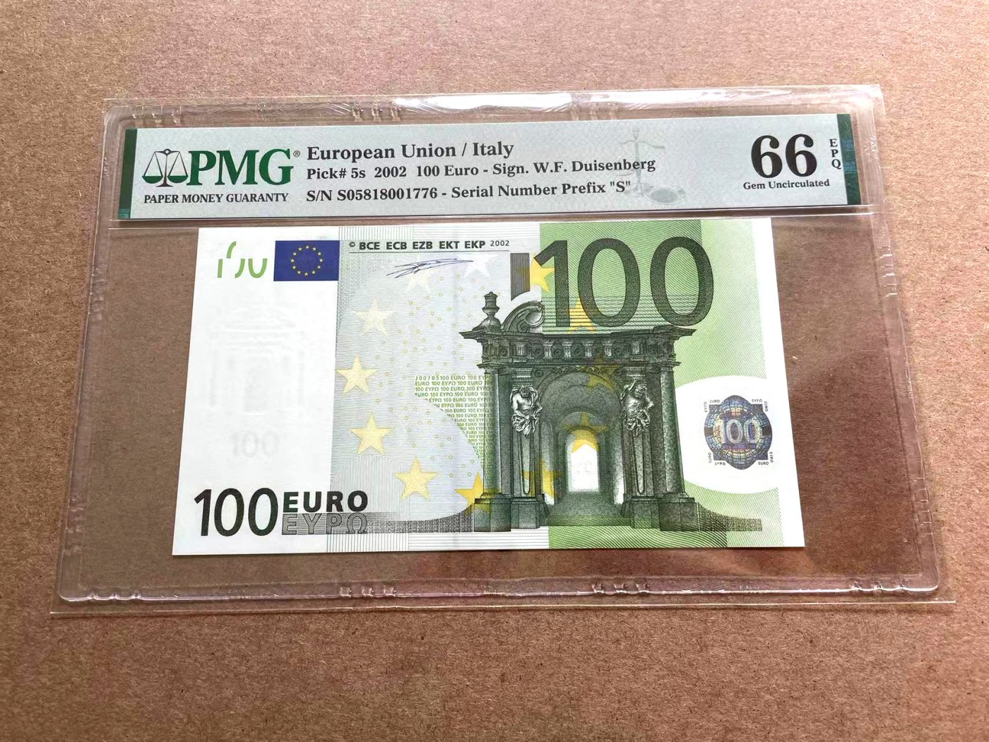 【Blue Auction】✨世界纸币精拍第402期【精】 【首签 意大利版】欧盟 2002年100欧元 PMG66EPQ 
