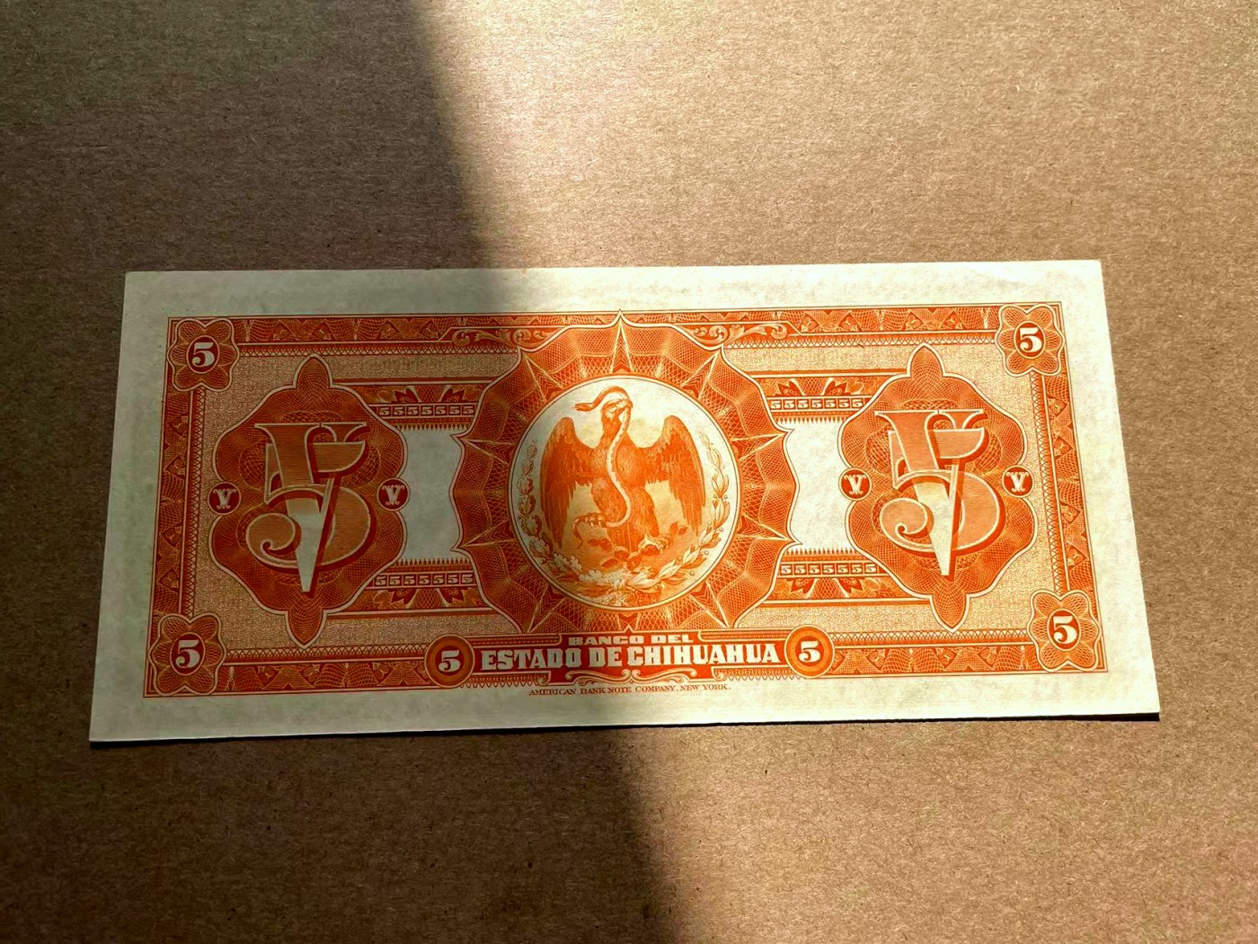 【Blue Auction】✨世界纸币精拍第402期【精】 【无47 A冠实钞】墨西哥 1913年5比索 ABNC出品 雕刻精美 大票幅  UNC- 