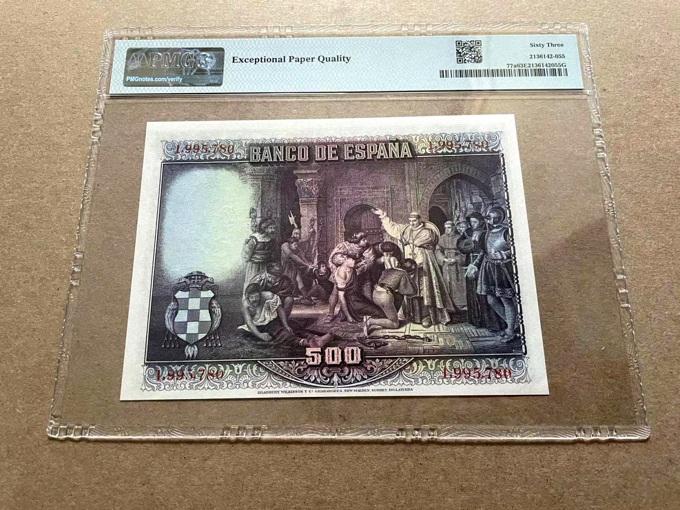 【Blue Auction】✨世界纸币精拍第402期【精】 西班牙 1928年500比塞塔 大方块 PMG63EPQ BWC出品