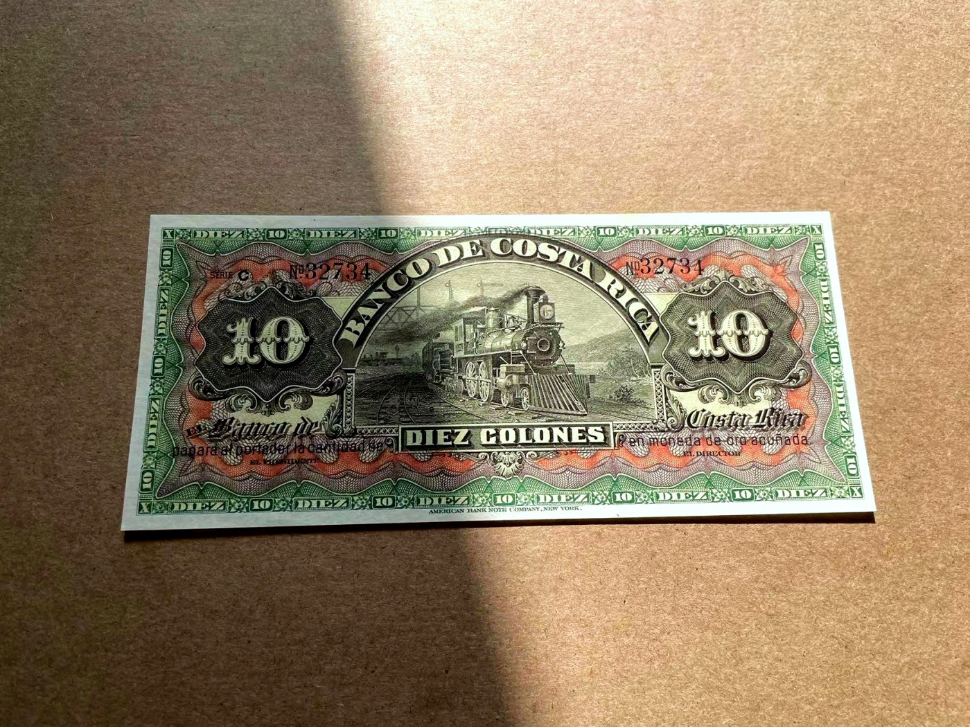 【Blue Auction】✨世界纸币精拍第402期【精】 哥斯达黎加 1901-08年10克朗 火车头 美钞公司出品 雕刻精美 全新UNC