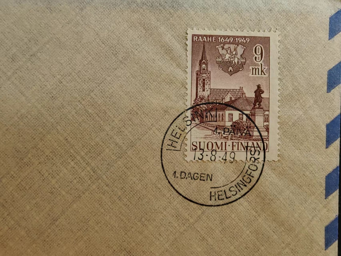 多国邮品🔥💥🔥💥🔥💥（拍卖）专场 第③⑥场 1949年拉赫建立300周年（拉赫是芬兰仅存的10个木建筑老镇之一）空运件