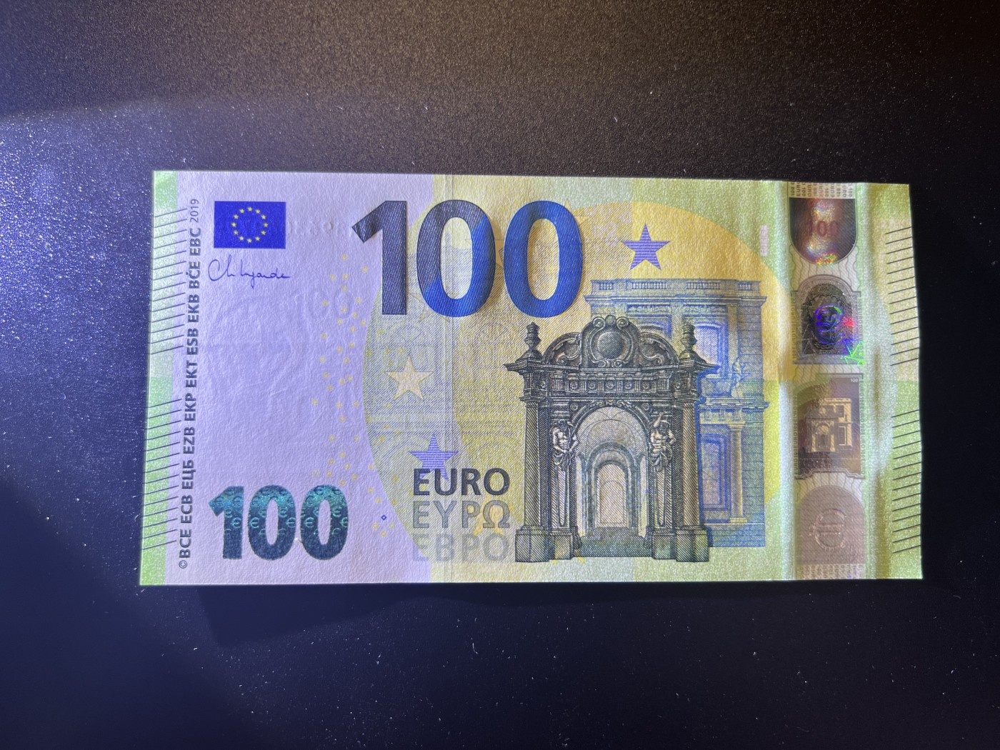 🌗乐淘淘世界纸币拍卖 第32期 🌓 【EA8963049799】欧盟2019年纸币 100欧元 左上细微角折 全新UNC