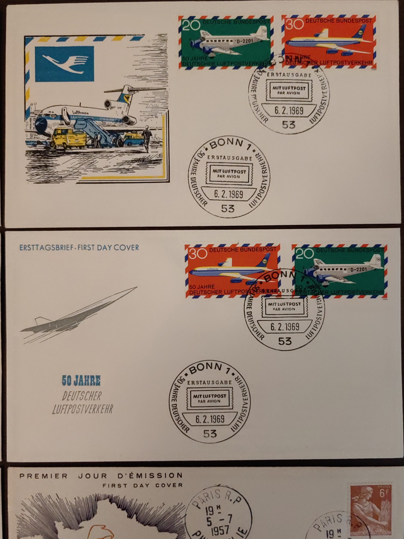 多国邮品🌞放大漏💥🔥💥组合专场 第③⑤场 法国德国50-80年代首日封（6件 其中谷物女神图案有小掉皮）