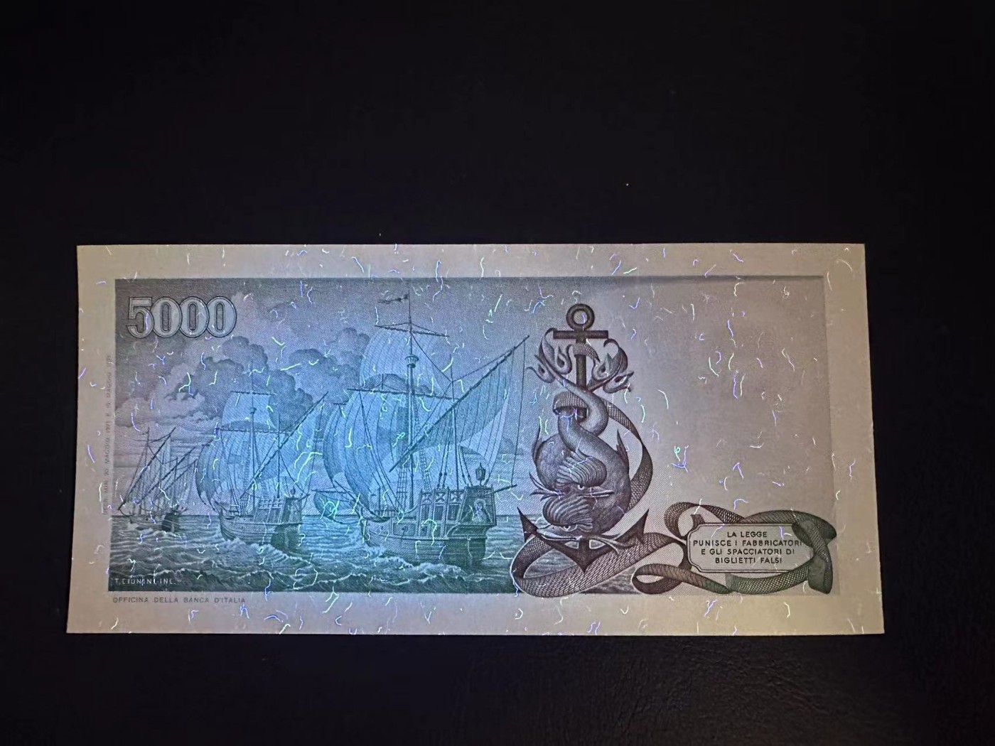 【Blue Auction】✨世界纸币精拍第402期【精】 意大利 1971年5000里拉 哥伦布 UNC
