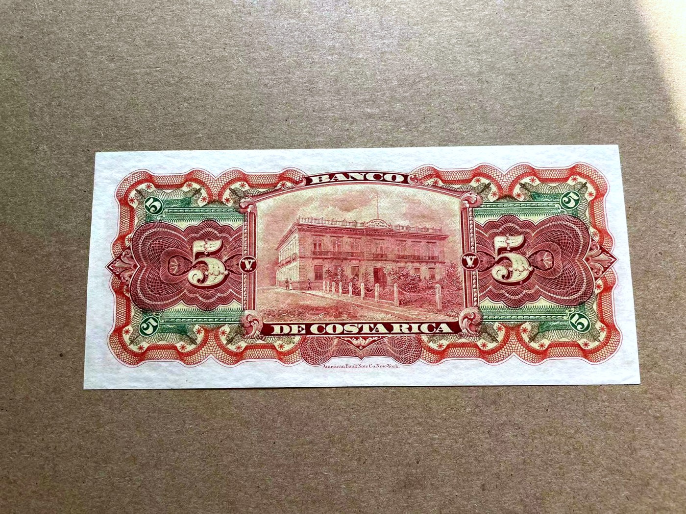 【Blue Auction】✨世界纸币精拍第402期【精】 哥斯达黎加 1908年5克朗 UNC- 雕刻非常精美 大票幅