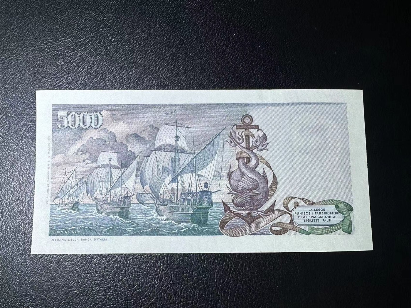 【Blue Auction】✨世界纸币精拍第402期【精】 意大利 1971年5000里拉 哥伦布 UNC