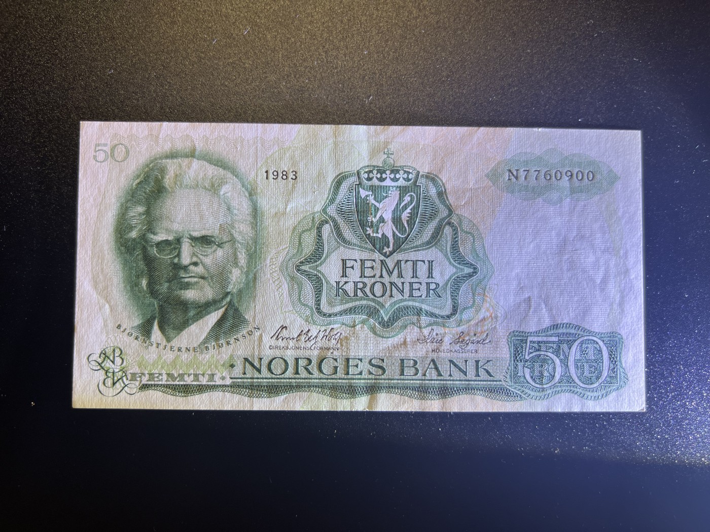 🌗乐淘淘世界纸币拍卖 第32期 🌓 【N7760900】挪威1983年纸币 50克朗 品相如图