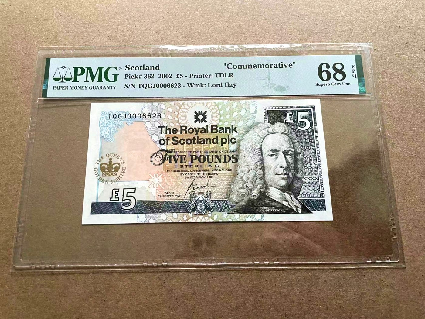 【Blue Auction】✨世界纸币精拍第402期【精】 【千位小号无47】苏格兰 2002年5镑 PMG68EPQ 高分纪念钞 